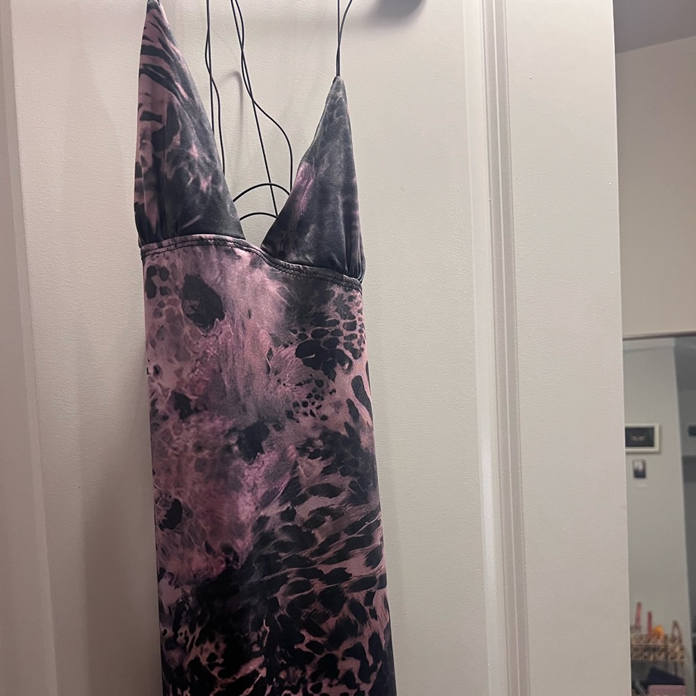 Purple and Black Animal Print Dress butterfly back